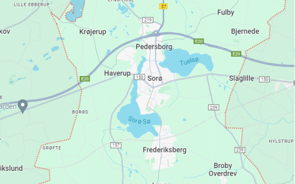 Kort over sor&oslash;